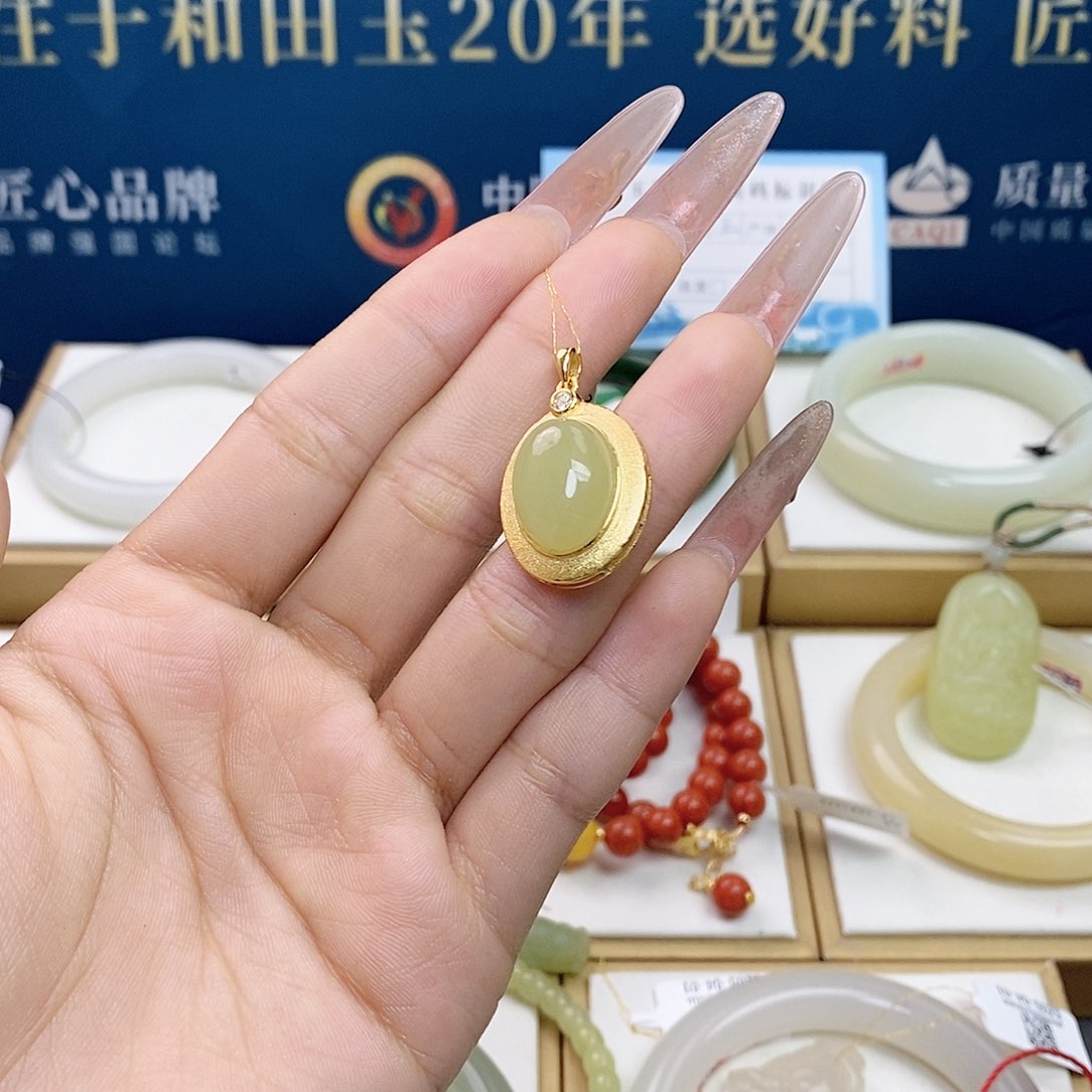 颈饰银S925镶嵌和田玉sj