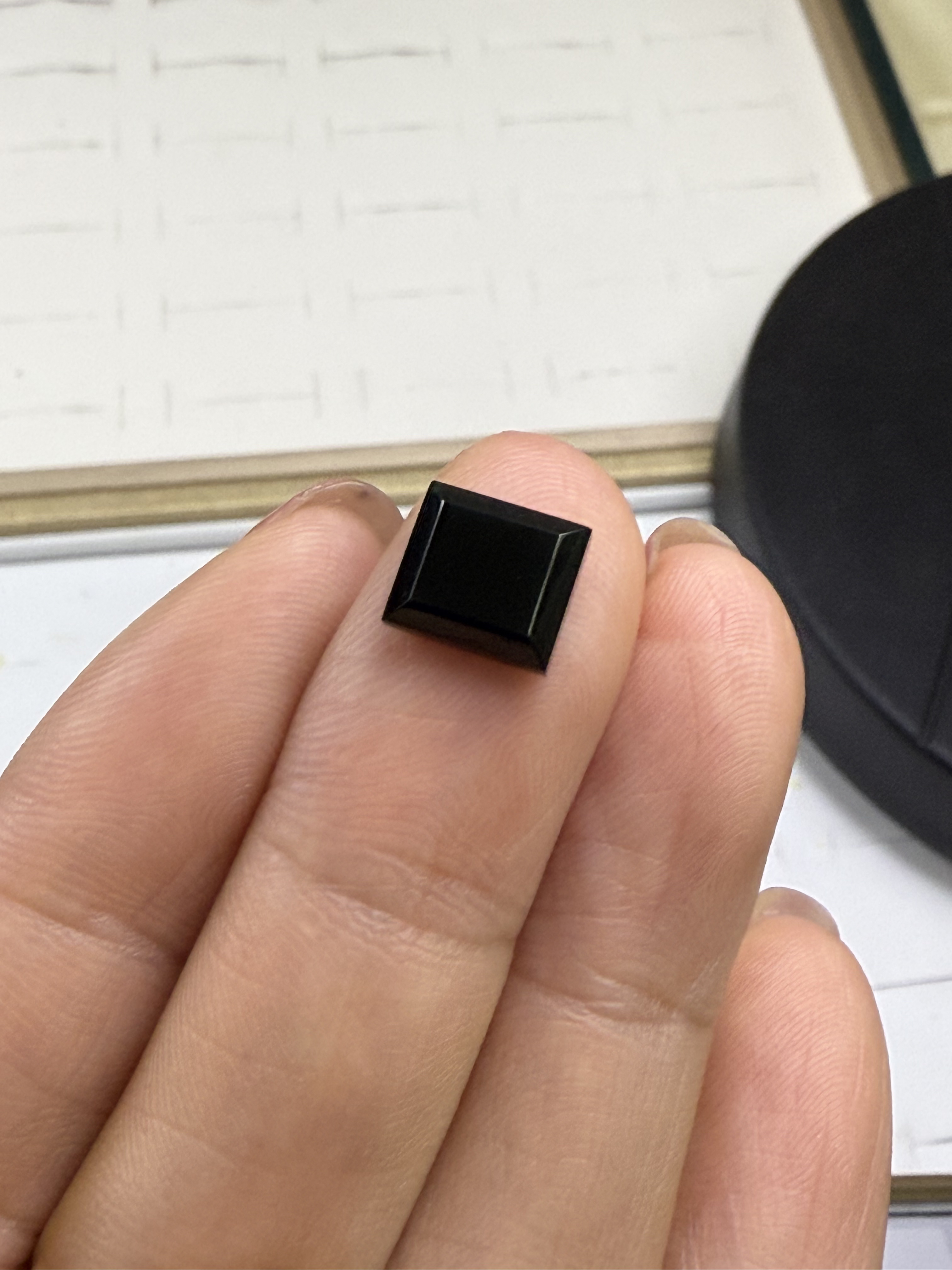 缅甸翡翠墨翠方形戒面裸石