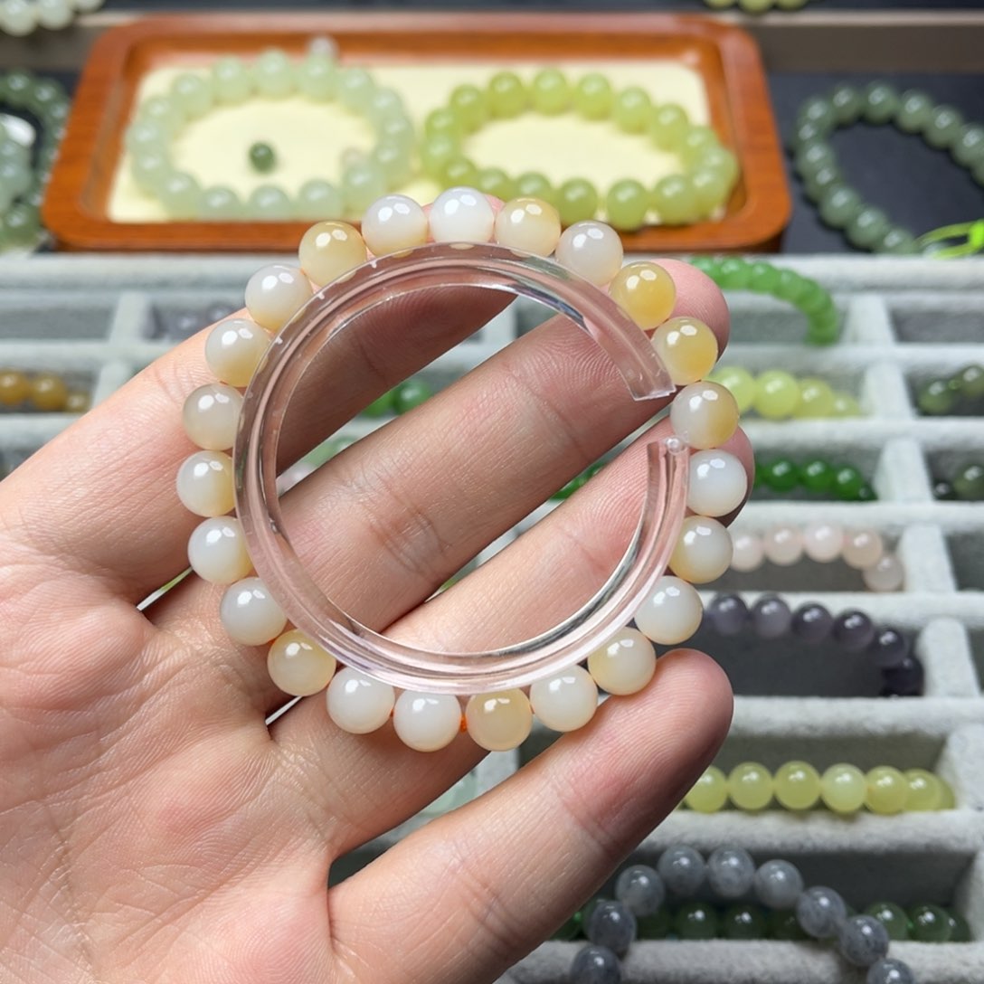 和田玉手链未镶嵌月*戏