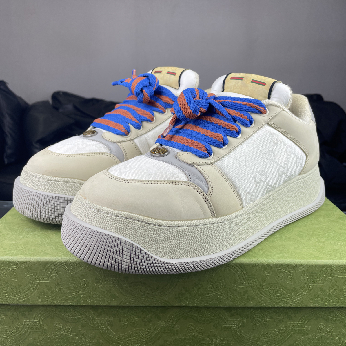 99新 GUCCI/古驰 灰白面包鞋42码配盒97新