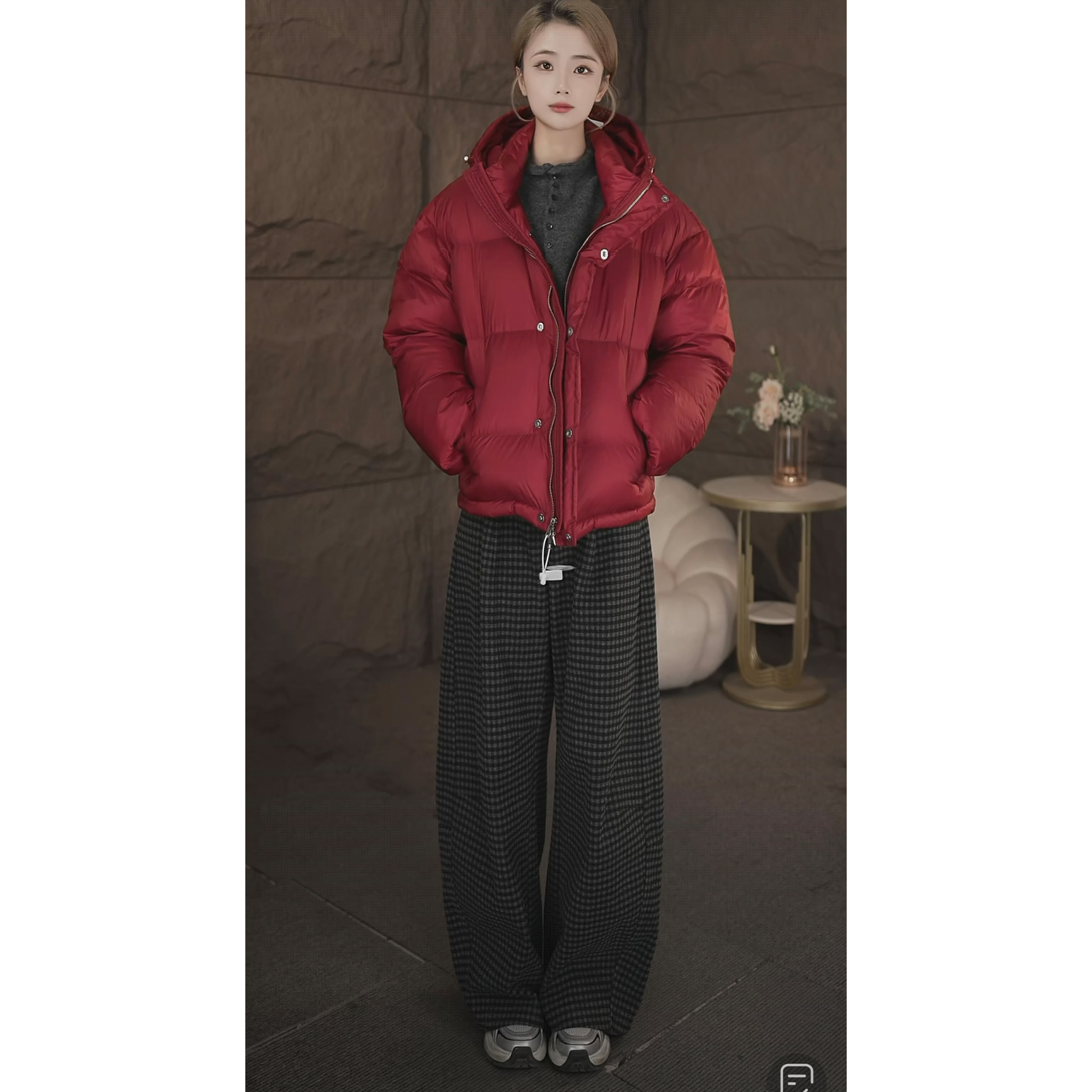 新款羽绒服冬季羽绒服女短款韩版修身收腰连帽冬装保暖外套