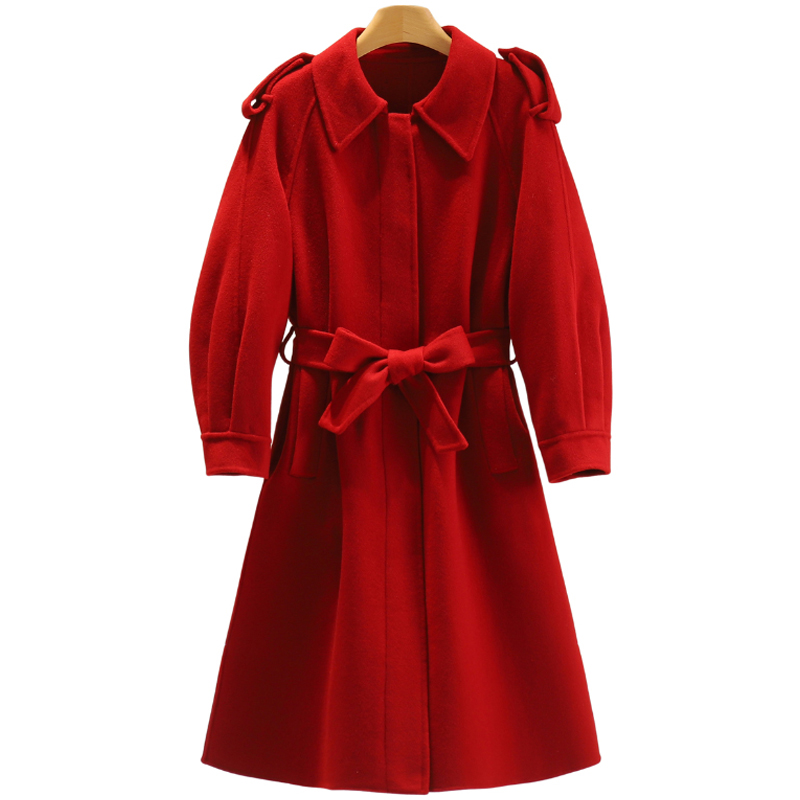 【开播福利】绑带中长款双面呢外套#WYX48B106