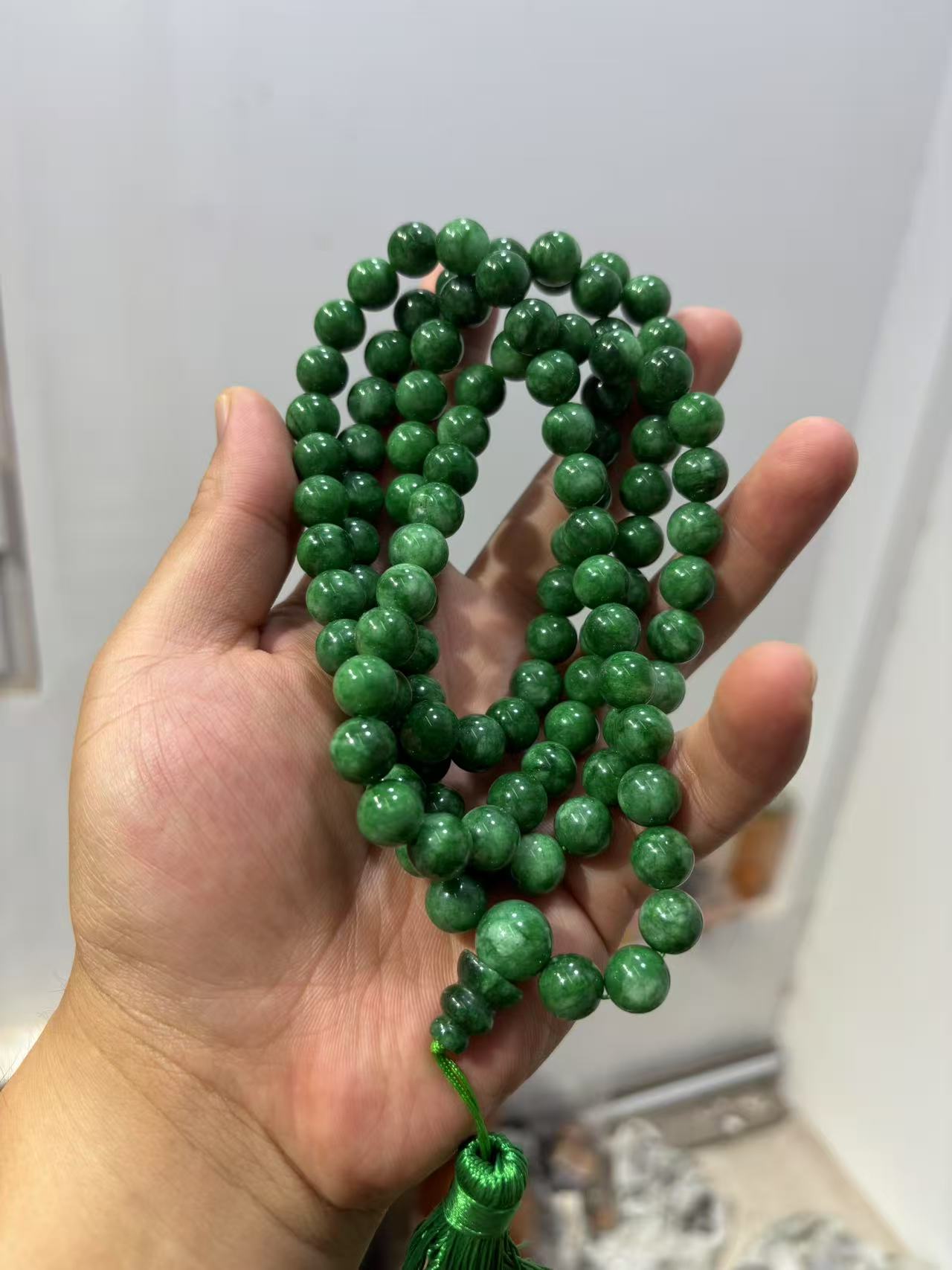 满绿飘花圆珠尺寸10mm气质之选