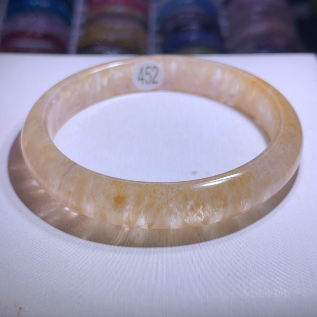 手镯银S925镶嵌水晶蜂蜜奶盖60.4圈452