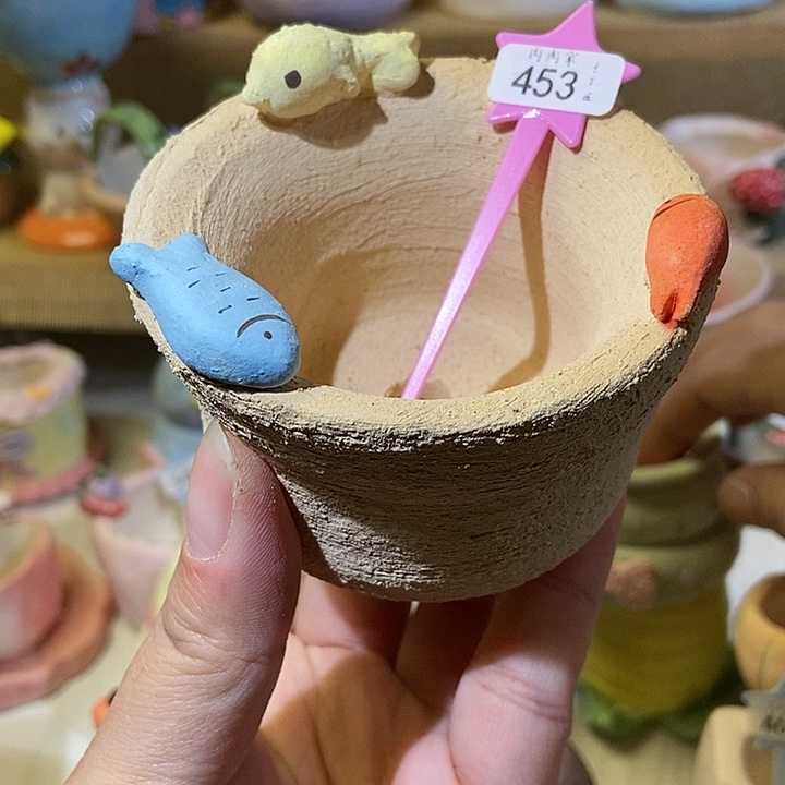 453 手工手绘盆 满29包邮 