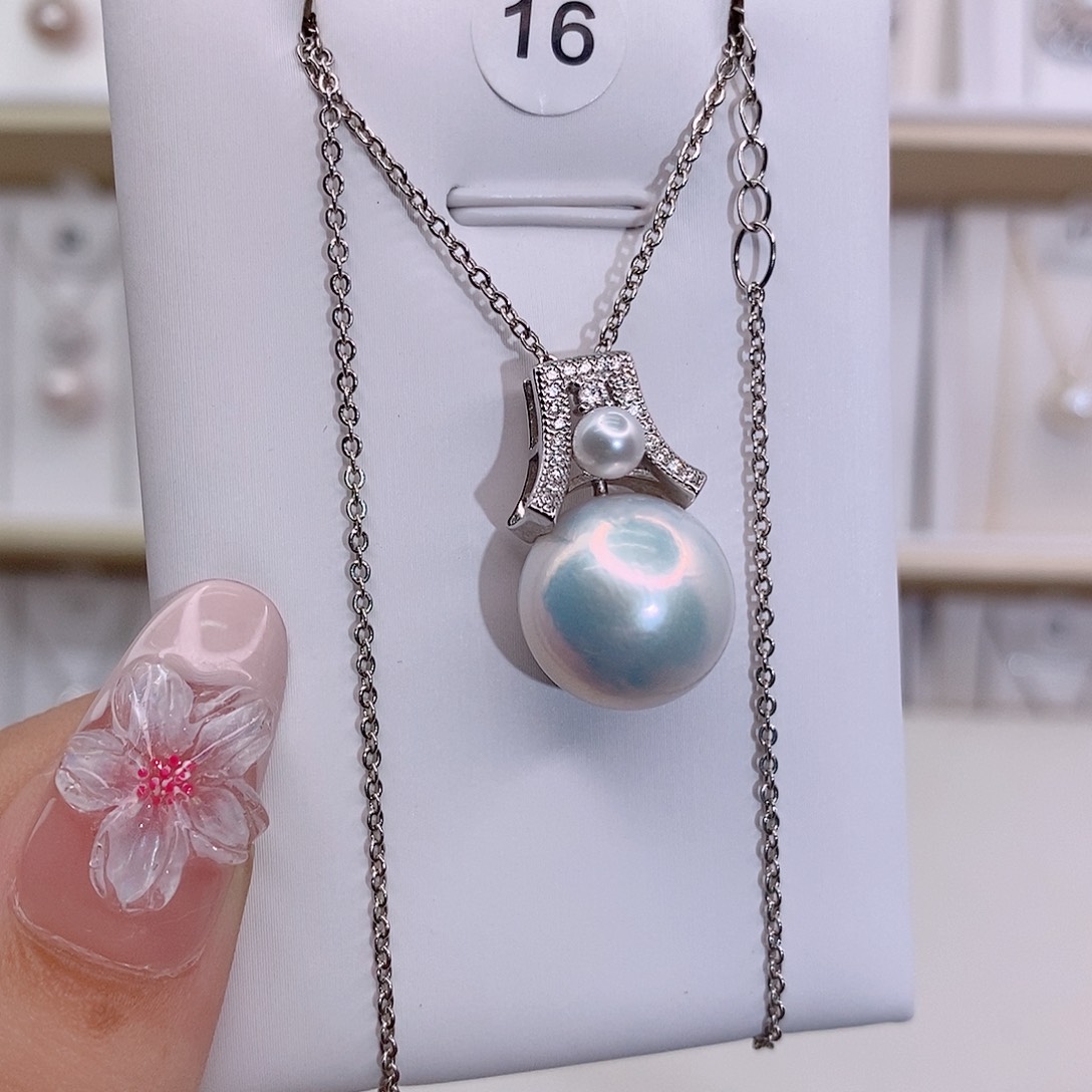 蟹****淡水珍珠银S925镶嵌颈饰