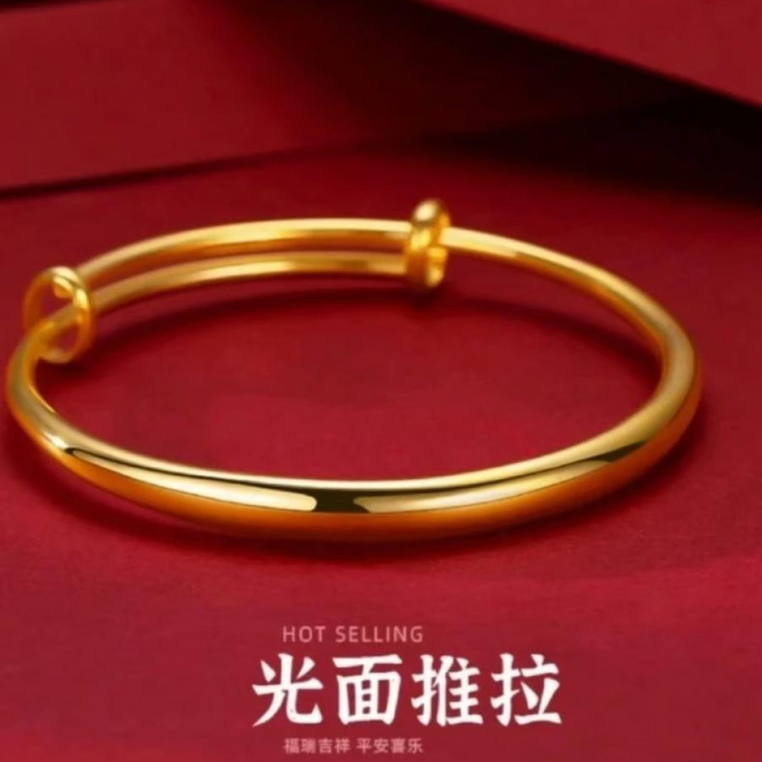 铜合金手镯 时尚百搭简约光面手镯可调节经典素圈镯子女款不掉色