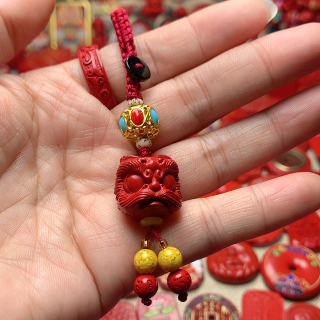 天然辰砂工艺品朱砂钥匙扣