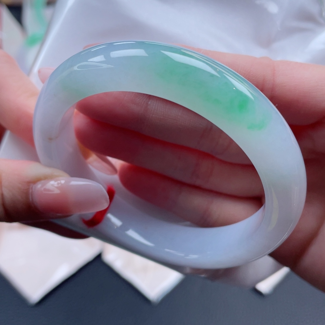 未镶嵌手镯翡翠59.2阳春白雪 肤如凝脂 性价比超高 17号