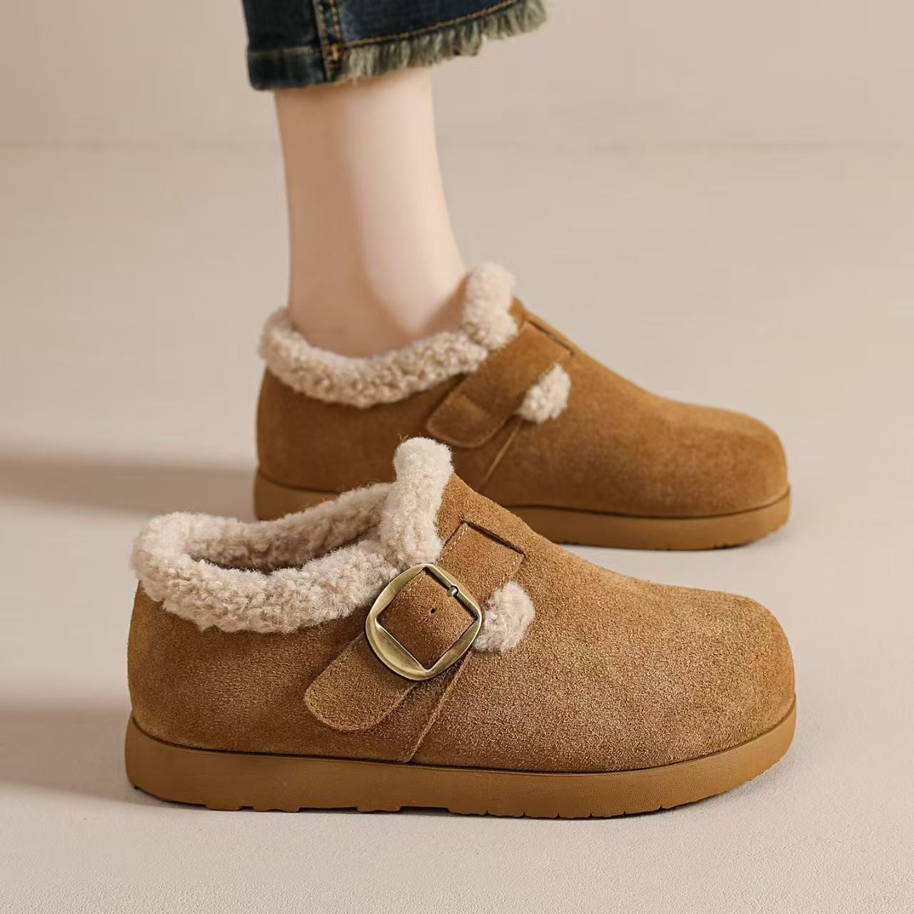 【品牌特卖】勃肯鞋加绒加厚豆豆棉软底防滑女雪地靴BH