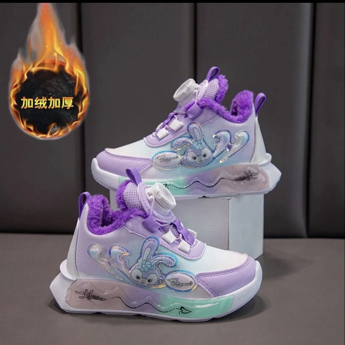（26码冬季）女童运动鞋加绒加厚公主鞋大棉保暖透气防滑鞋