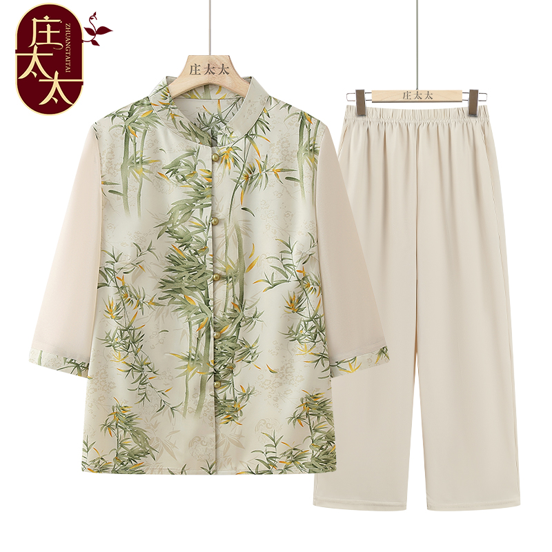 奶奶夏季衬衫2025年新款中老年妈妈洋气上衣60岁70老太太衣服宽松