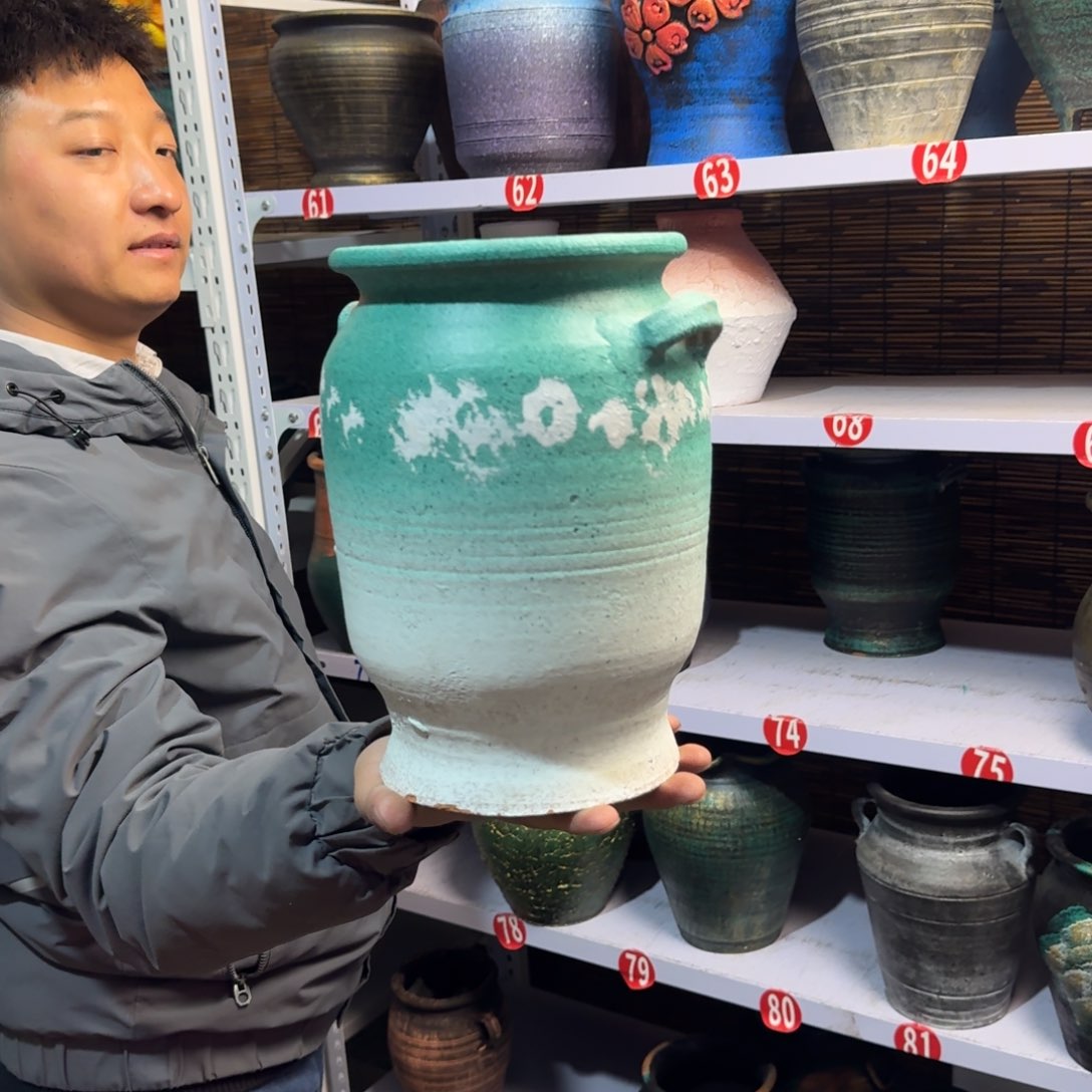 红陶红陶浮雕花盆炸炸炸