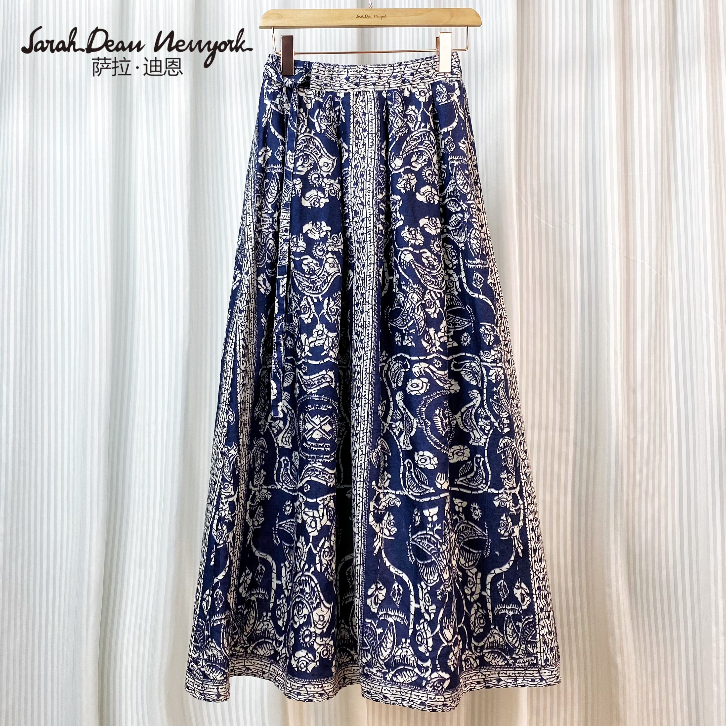 【萨拉迪恩】【罗马假日】高克重有型麻  民族风半身裙