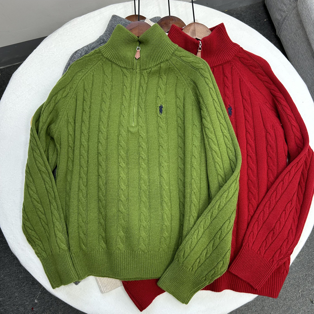 高领拉链羊毛衫【衣长60】 半开襟针织衫女长袖套头羊绒毛衣