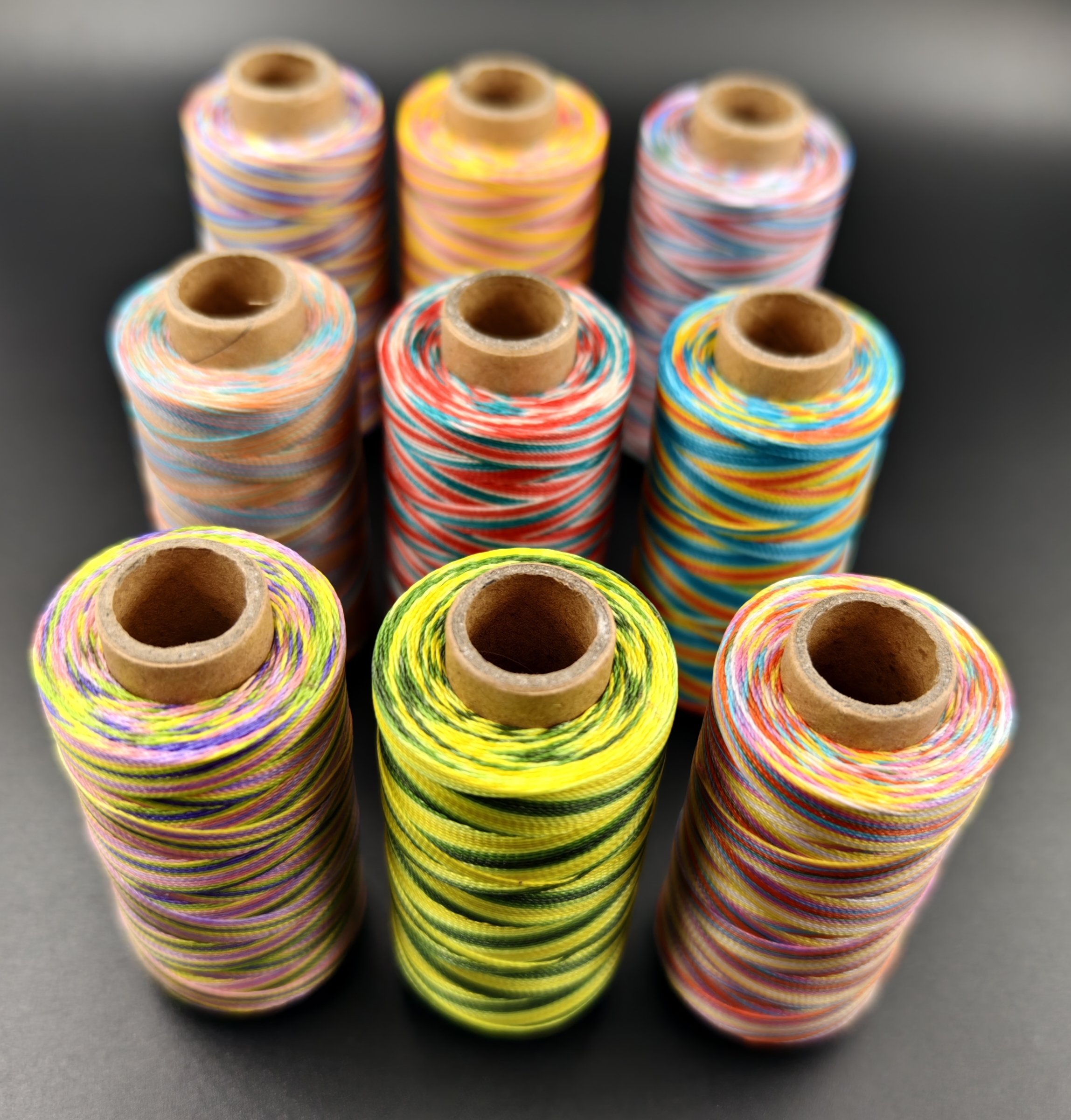 新9色段染南美圆蜡线，扁蜡线