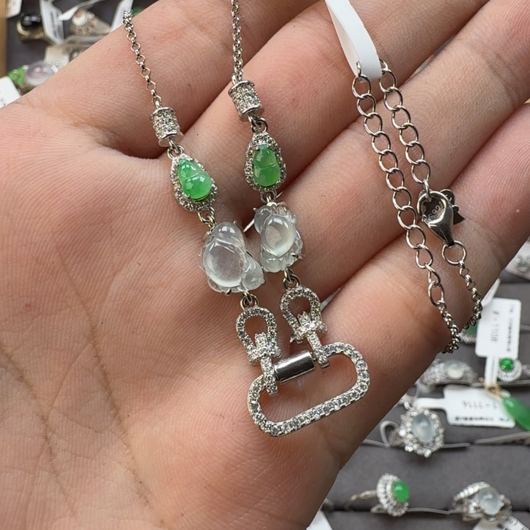 翡翠银S925镶嵌戒指天然缅甸翡翠A货