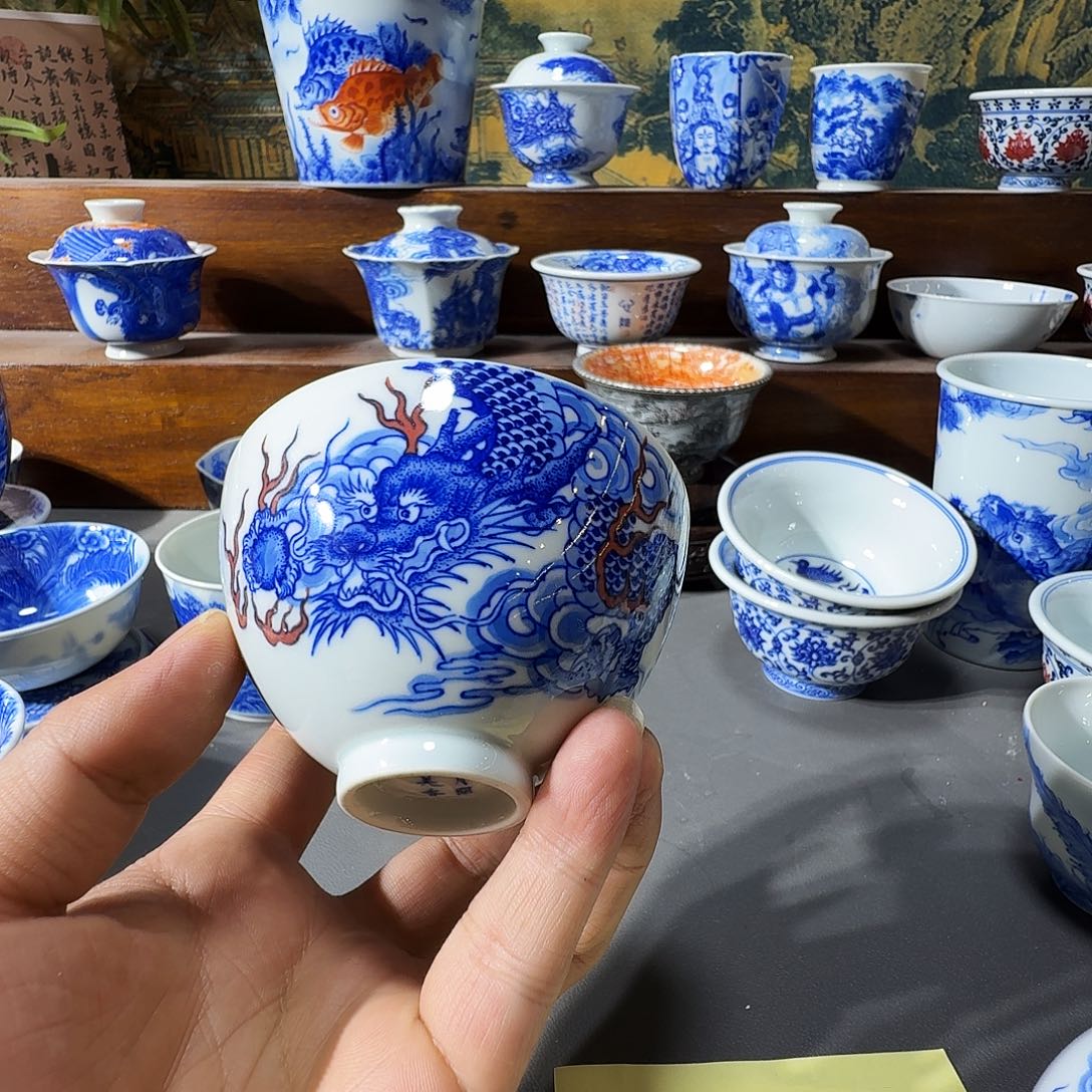 泥塑主人杯手工手绘