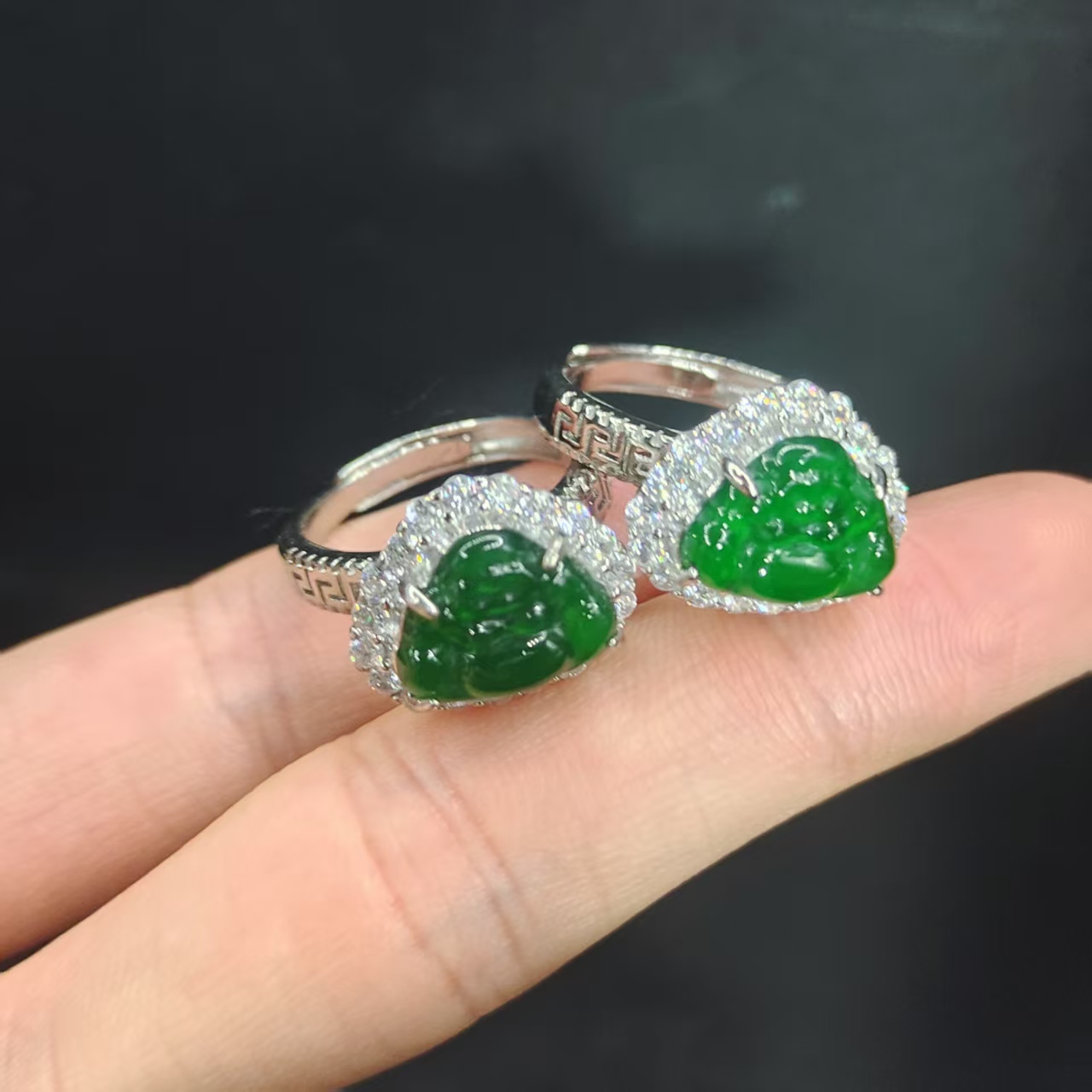 【龙龙严选】翡翠佛公戒指W10【多样性发其一】约12-9mm'