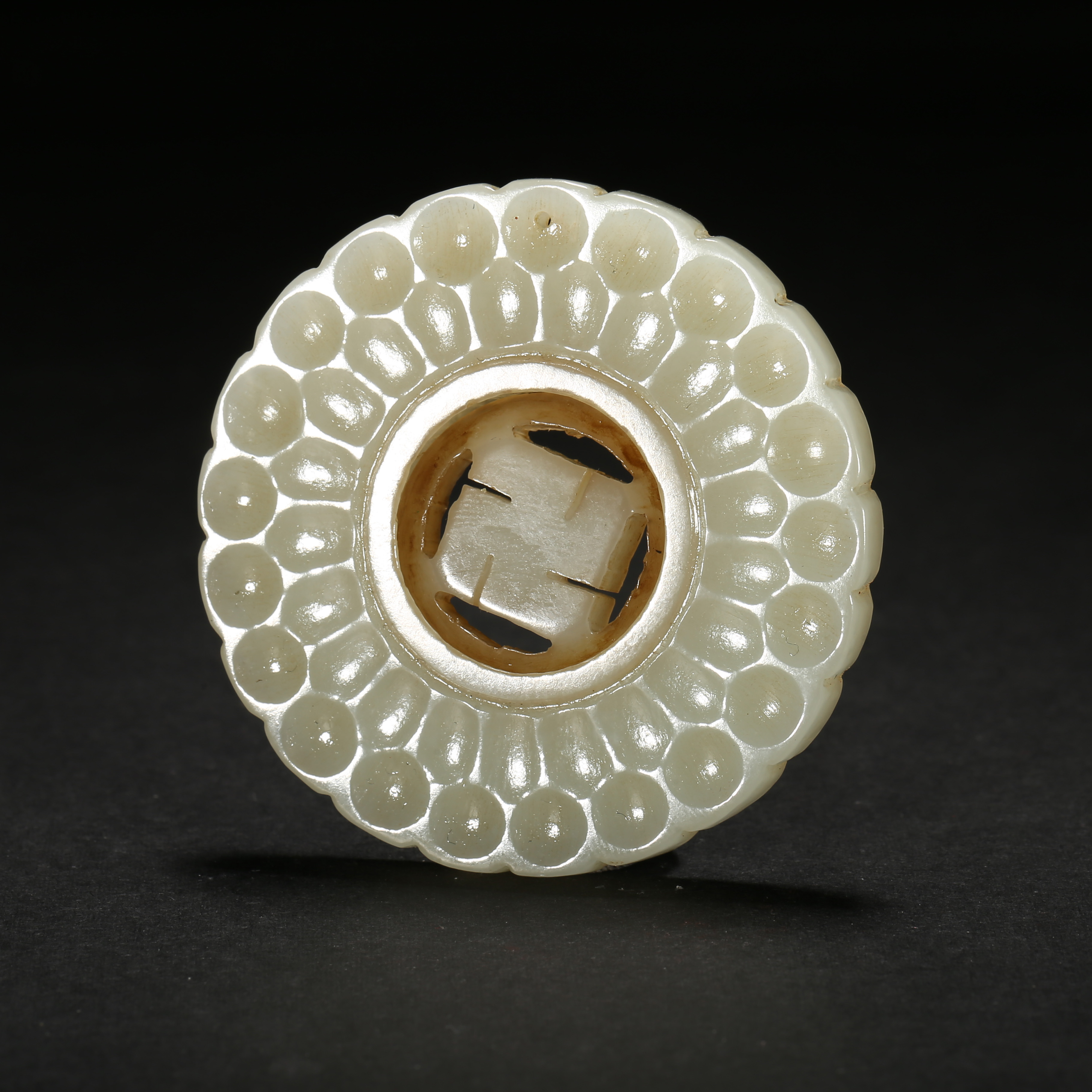 清代*白玉连珠万字纹转芯佩/15ALJ1863/和田玉【北京文博】