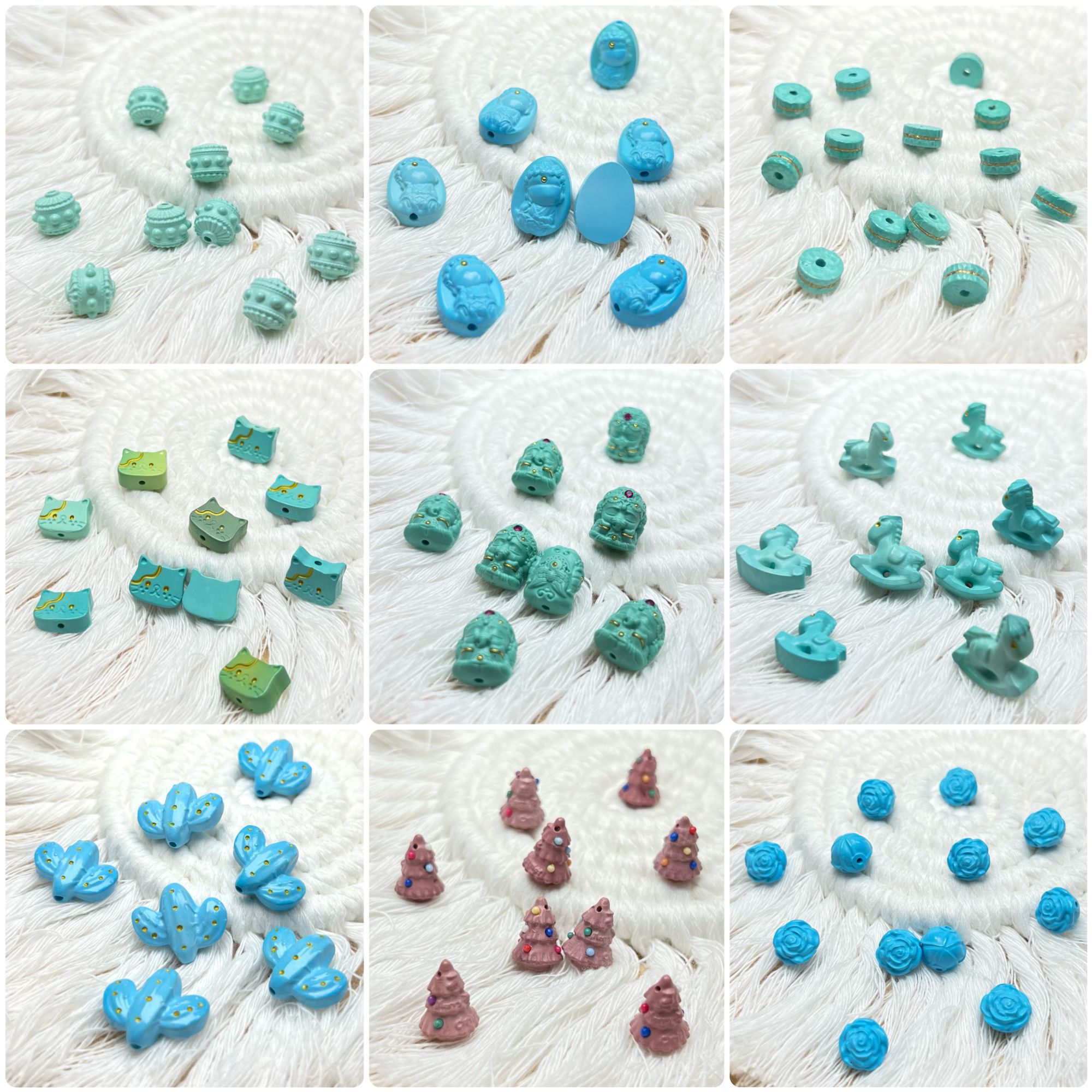 菱镁矿爱心小花象神雕刻配件蒙松文玩diy配饰手工编织配件米珠
