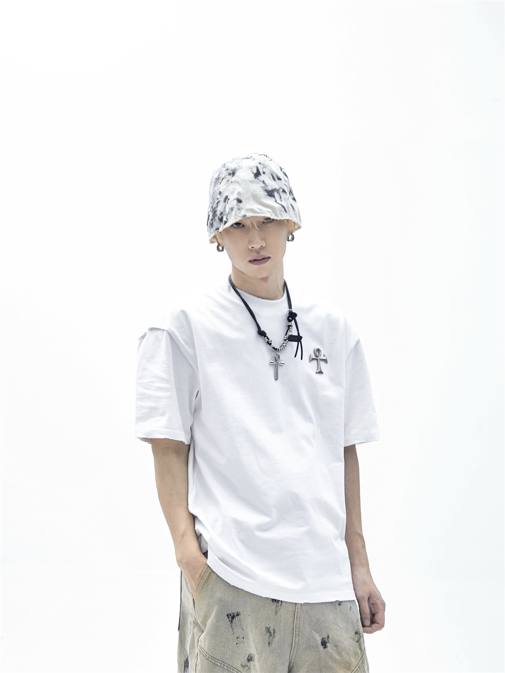 ANTIWAR.REVIVAL重磅320克金属反车缝线廓形手工破坏磨损宽松短袖