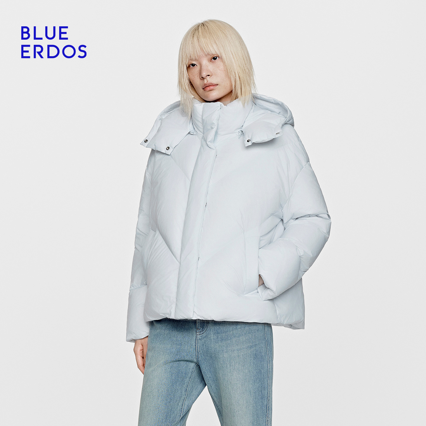 BLUE ERDOS2025年冬季新品可拆卸白鹅绒百搭羽绒服短款B2256D708