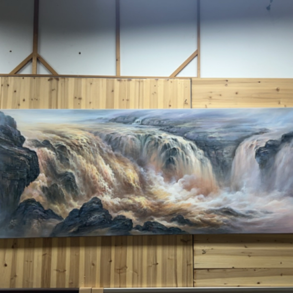 国风山水《黄河奔腾图》之一，画芯尺寸80/220