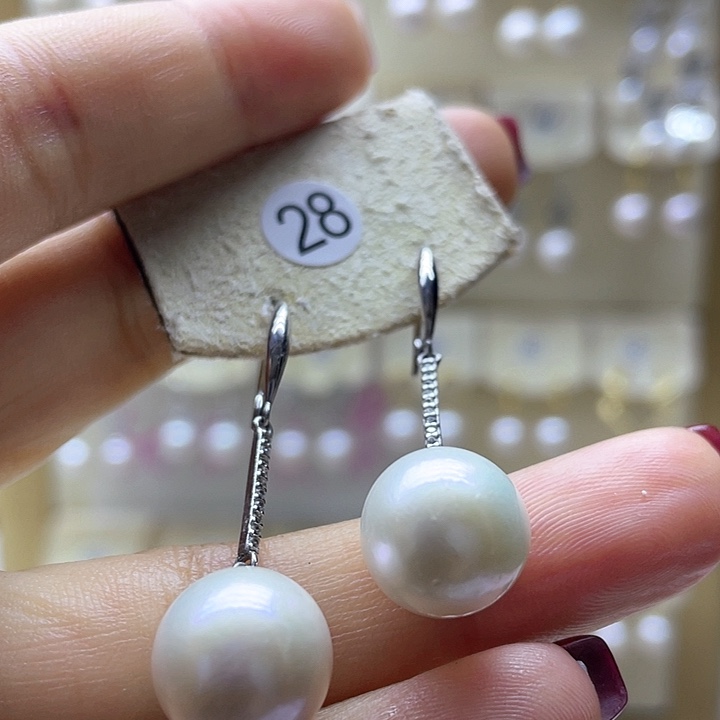 淡水珍珠耳饰银S925镶嵌
