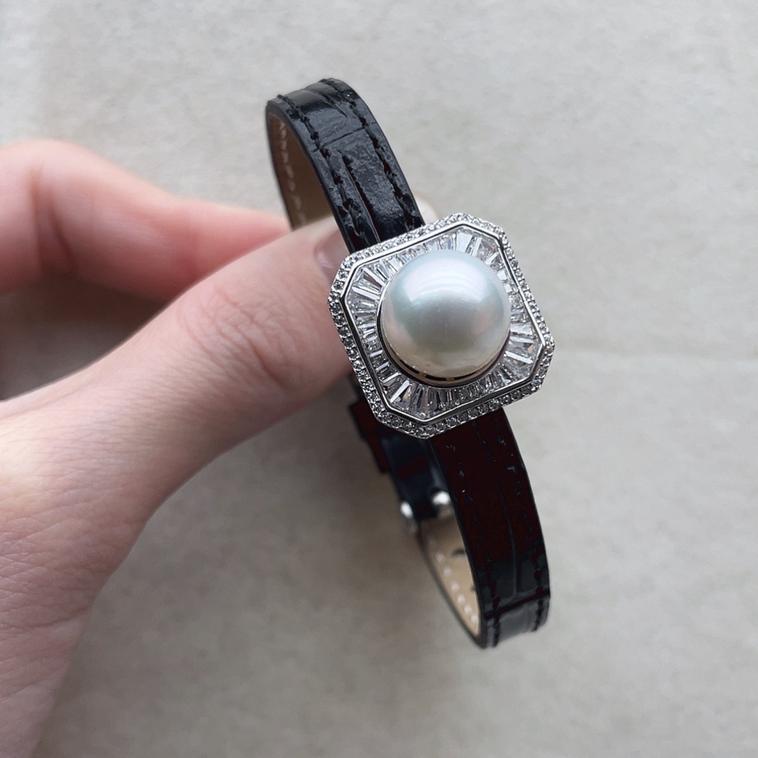 银S925镶嵌手链98海水珍珠