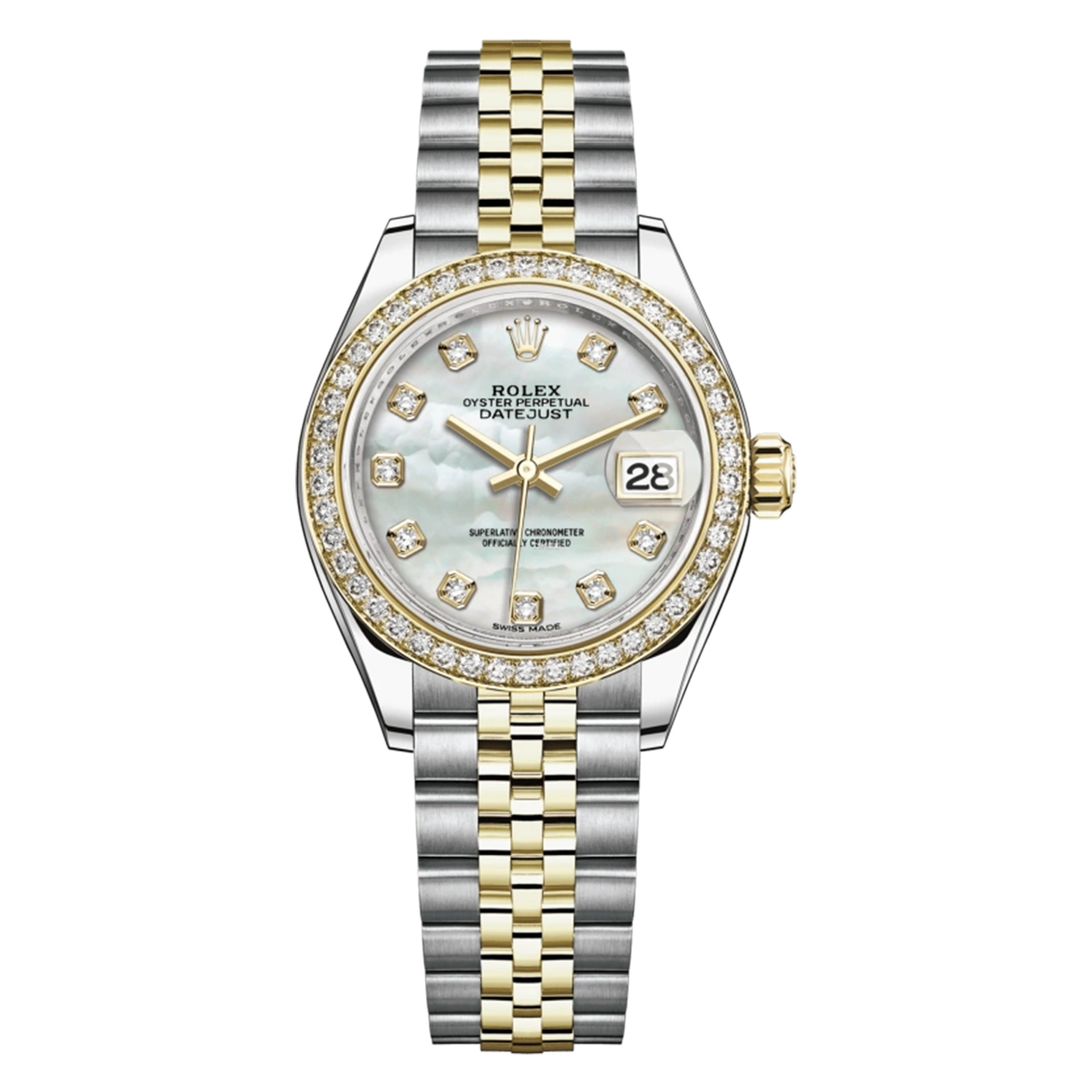未使用 Rolex/劳力士 /279383间金钻圈白贝母钻刻/28mm