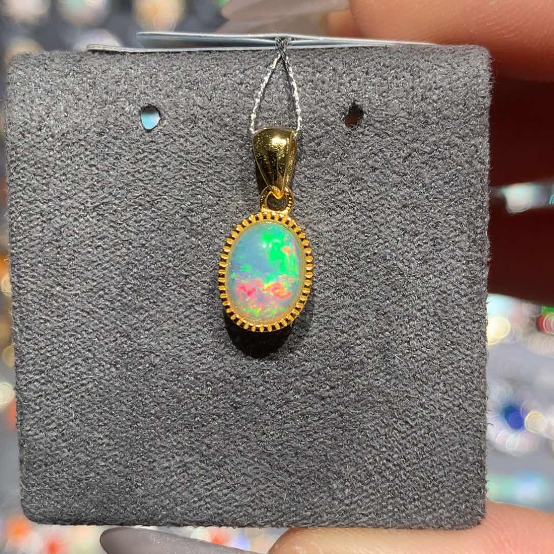 欧泊福利吊坠w银S925镶嵌