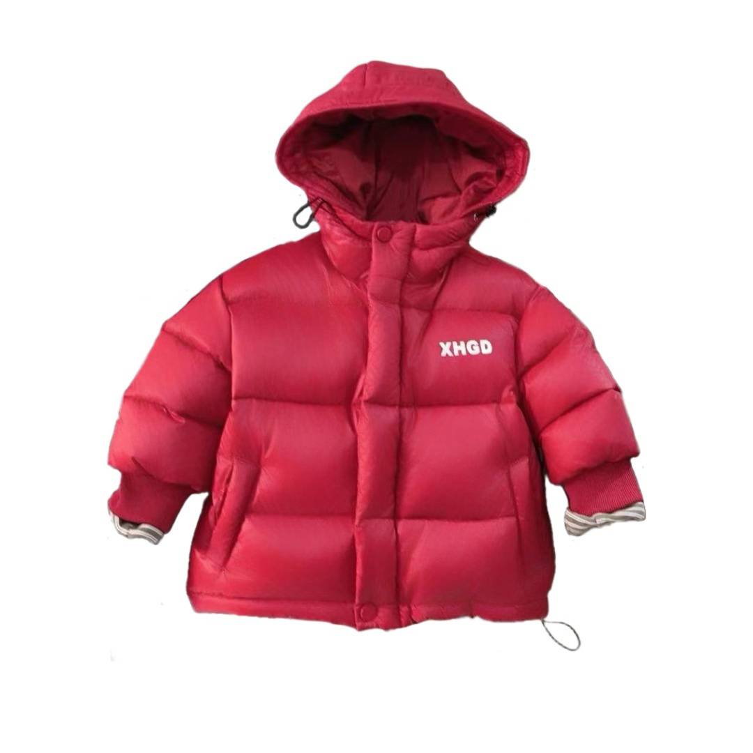 儿童韩版90绒字母新年红色羽绒服29655