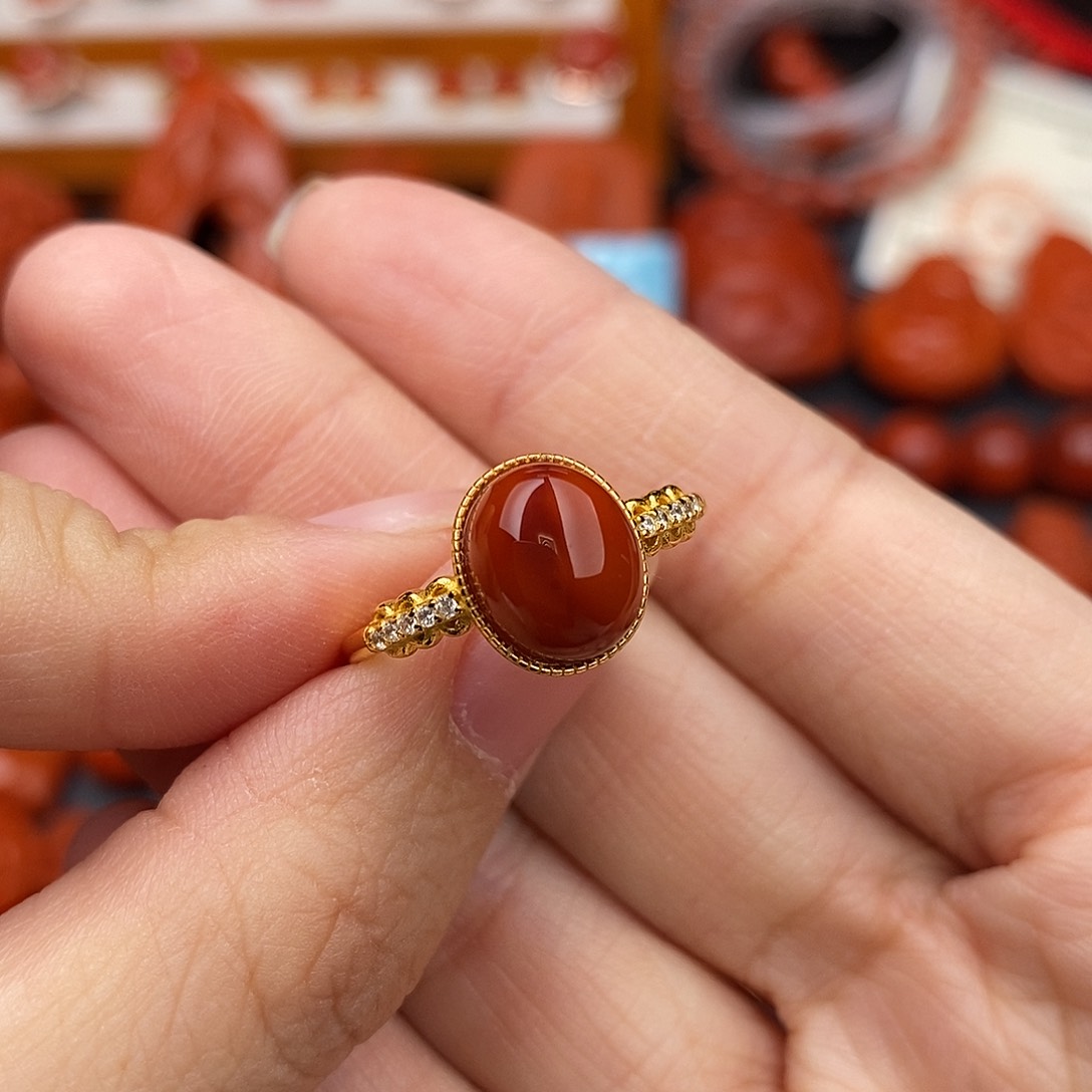 南红玛瑙四川凉山瓦西戒指银S925镶嵌