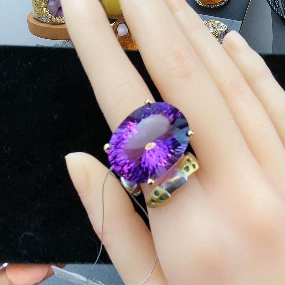 紫晶戒指银S925镶嵌戒指