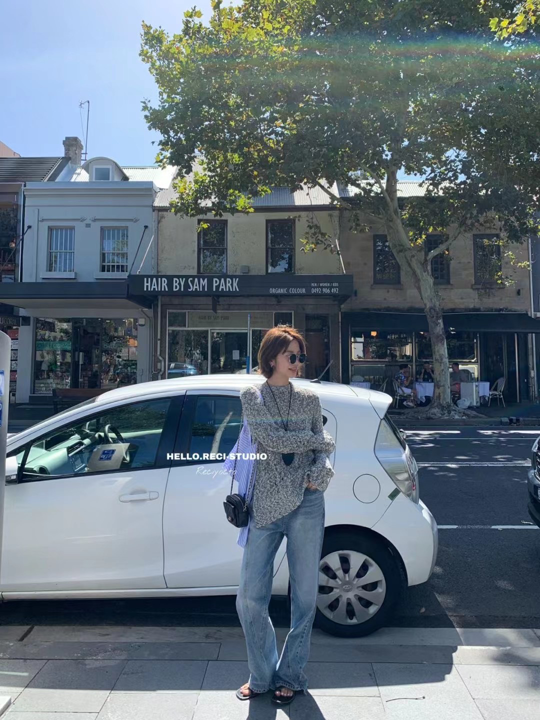 花线针织衫侧边开叉