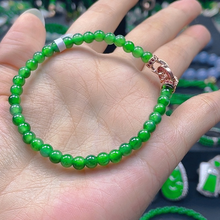 未镶嵌手链翡翠天然A货翡翠黄阳绿5