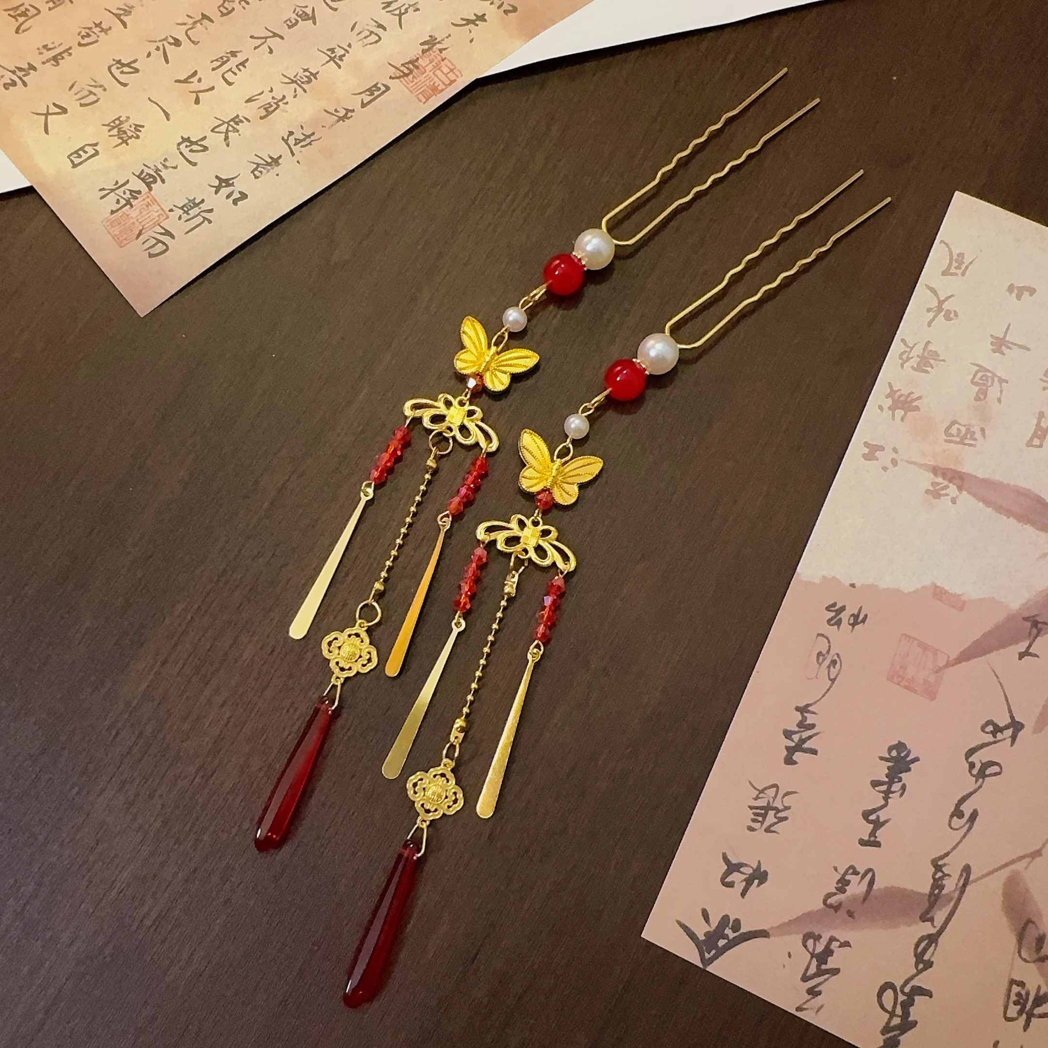 金红色【暗香来】古风汉服配饰