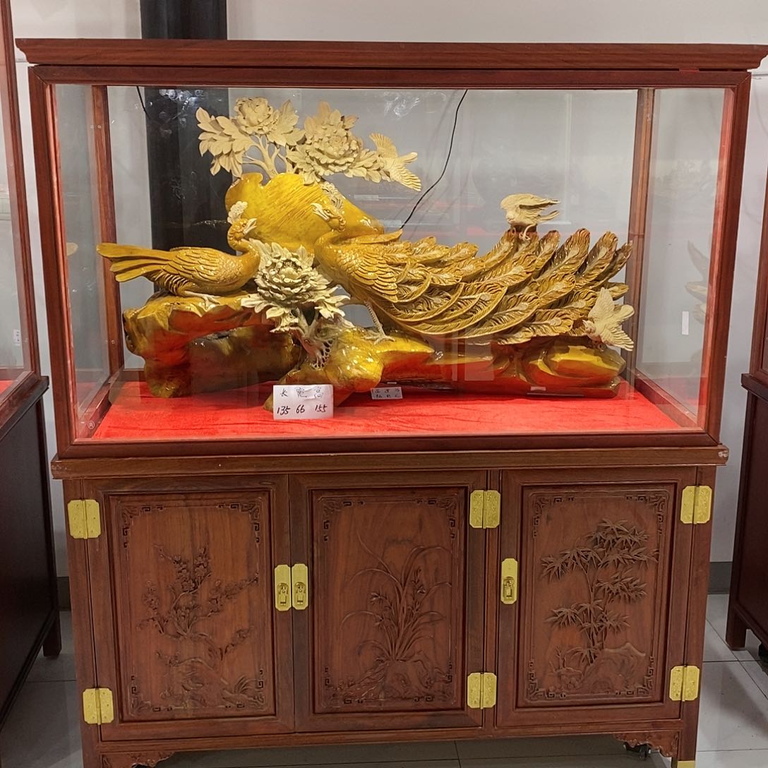 金丝楠用****7金丝楠花开富贵摆件