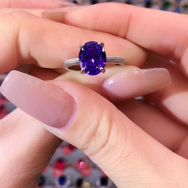 紫晶戒指银S925镶嵌戒指