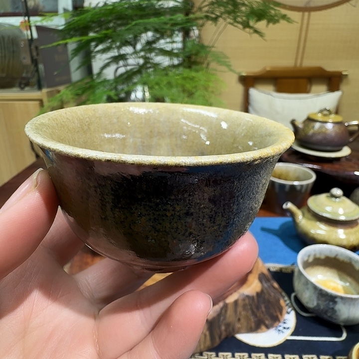 浪***沙建水紫陶白泥柴烧杯