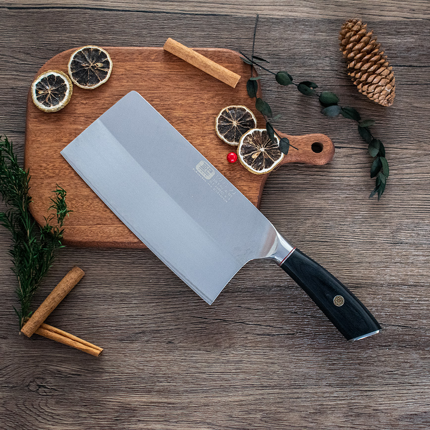 381粉末钢切片刀锋利厨房用锤纹超快耐用切丝61HRC