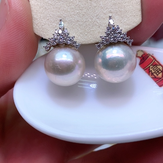 淡水珍珠耳饰银S925镶嵌