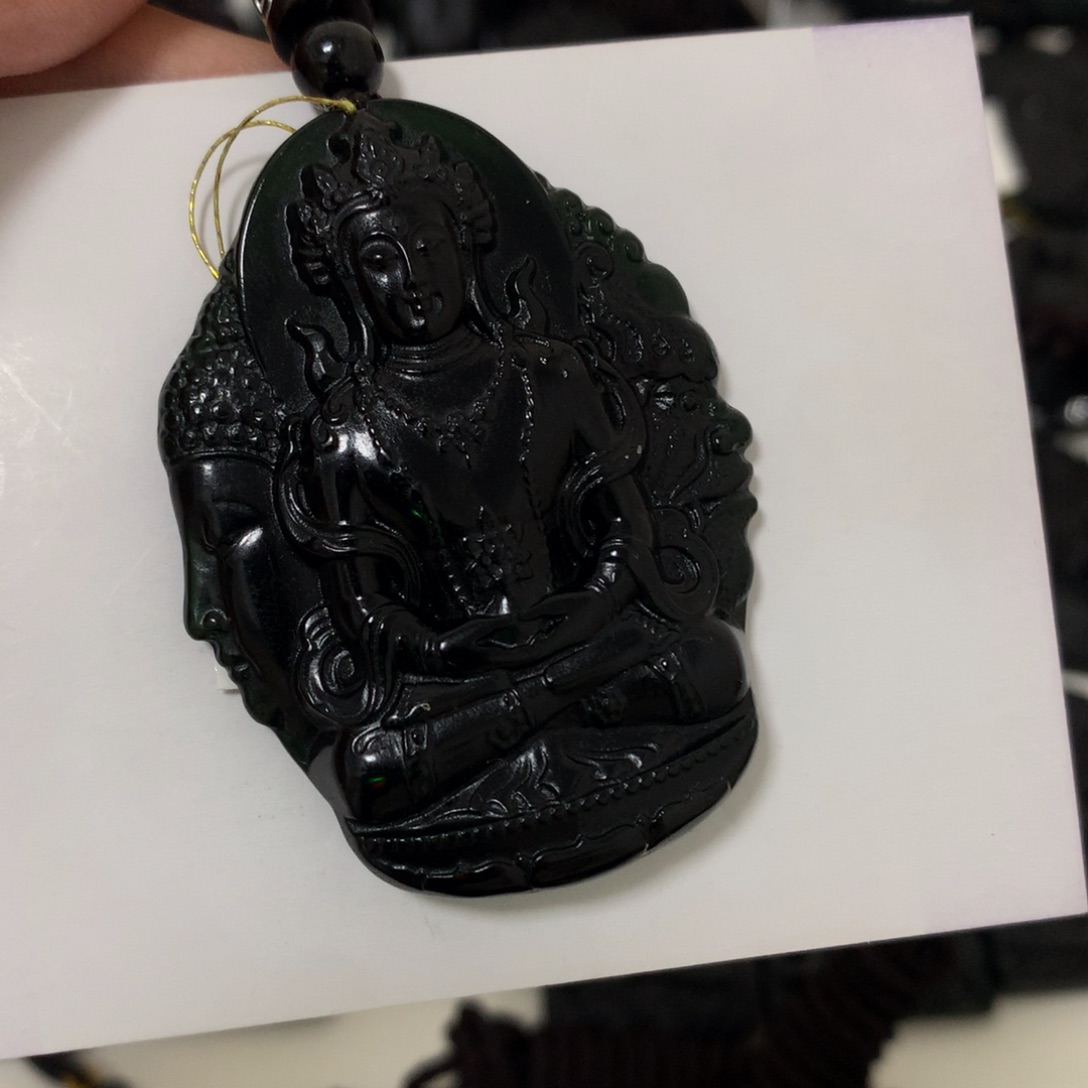 天然缅甸a货钢琴黑挂件
