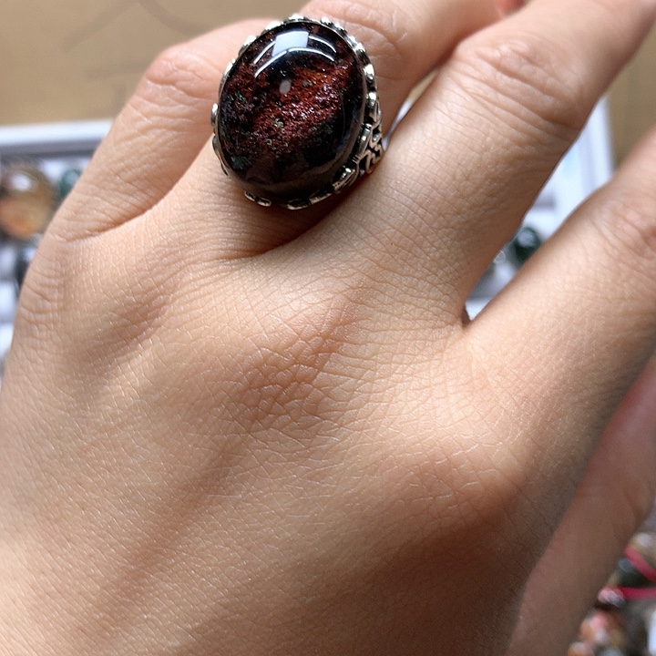 水晶水晶戒指银S925镶嵌田*