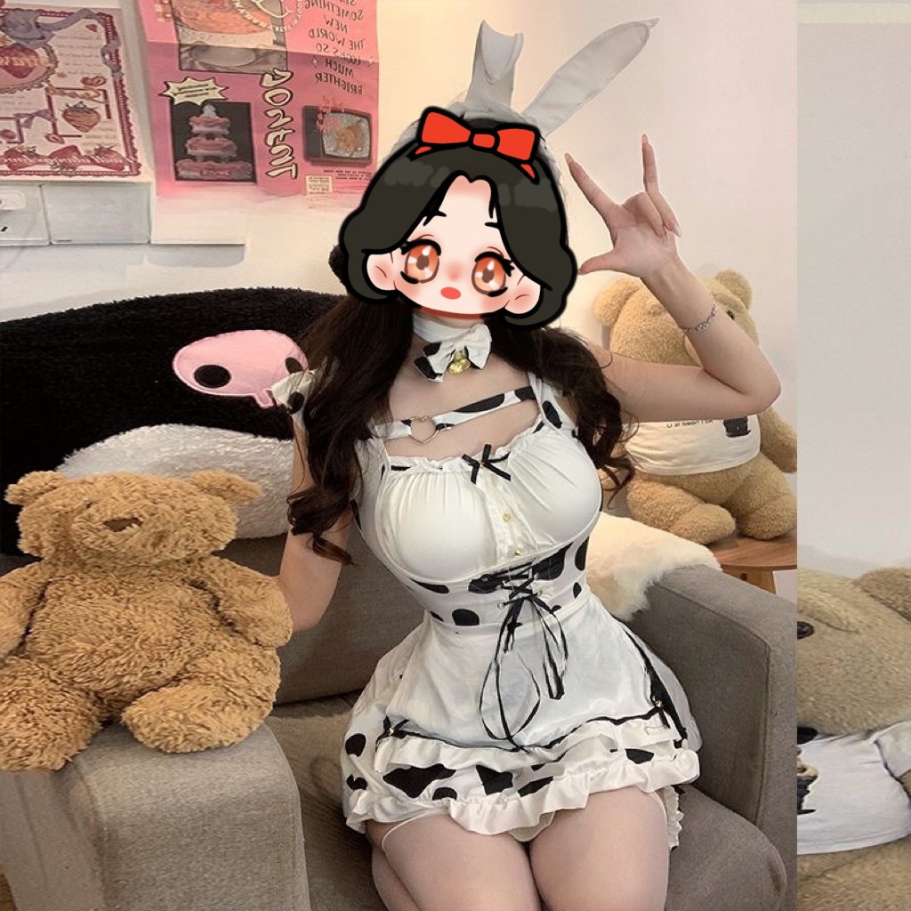 微醺快递员 | 【奶牛】绑带缠绕昼眠睡裙 兔耳折下私酿