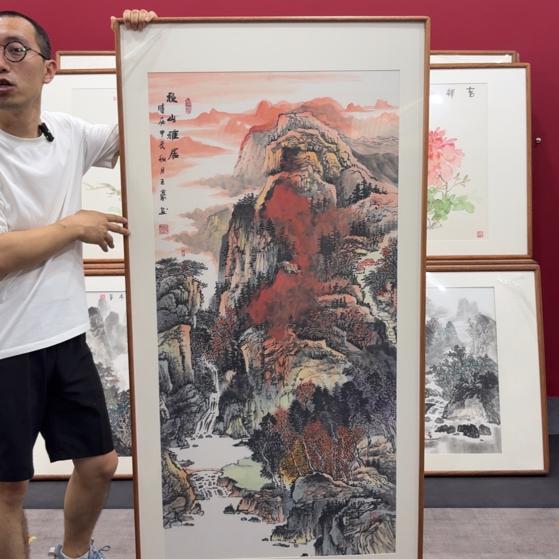 国画带框绘画160/80尺寸