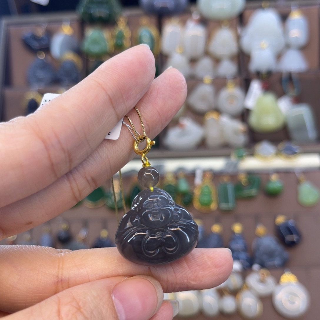 和田玉吊坠银S925镀金镶嵌