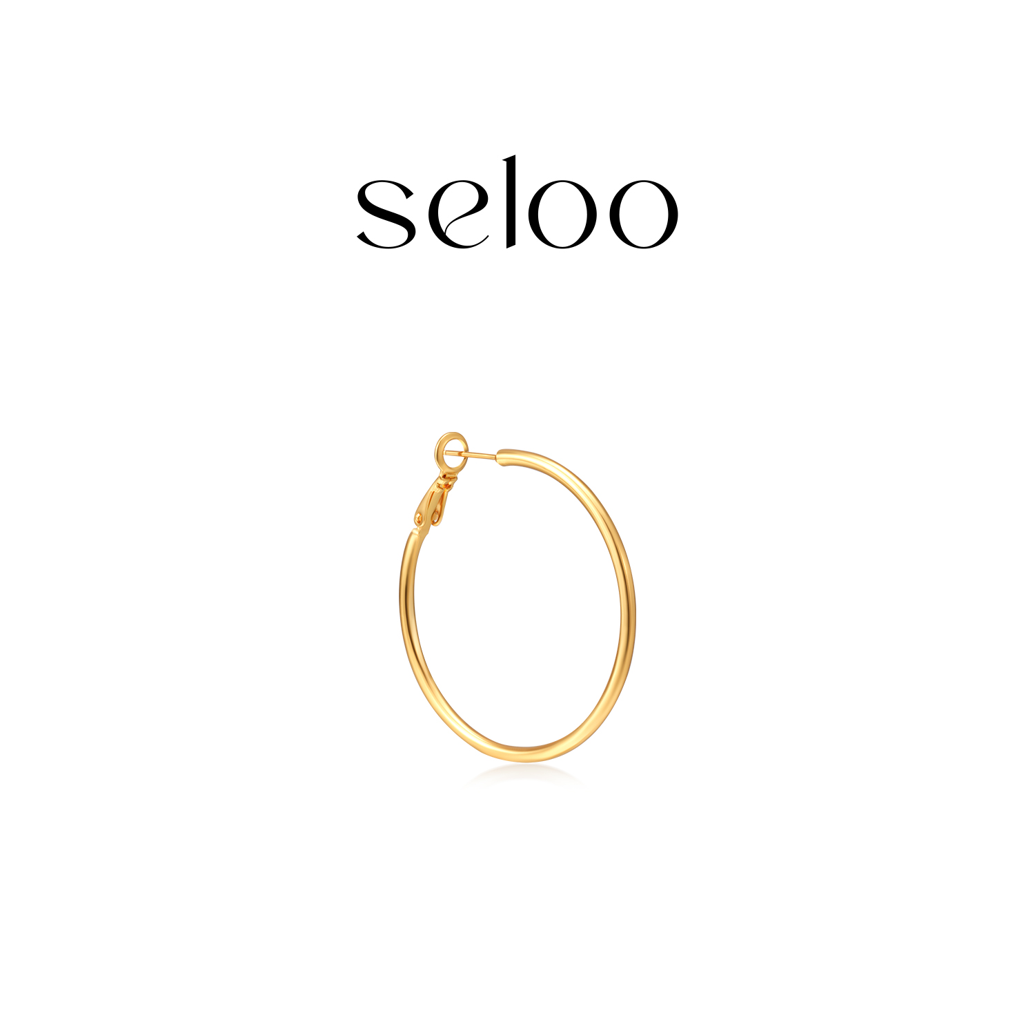 铜合金耳饰 Seloo【圆弧素金耳环】轻奢小众品牌耳圈SE504R314