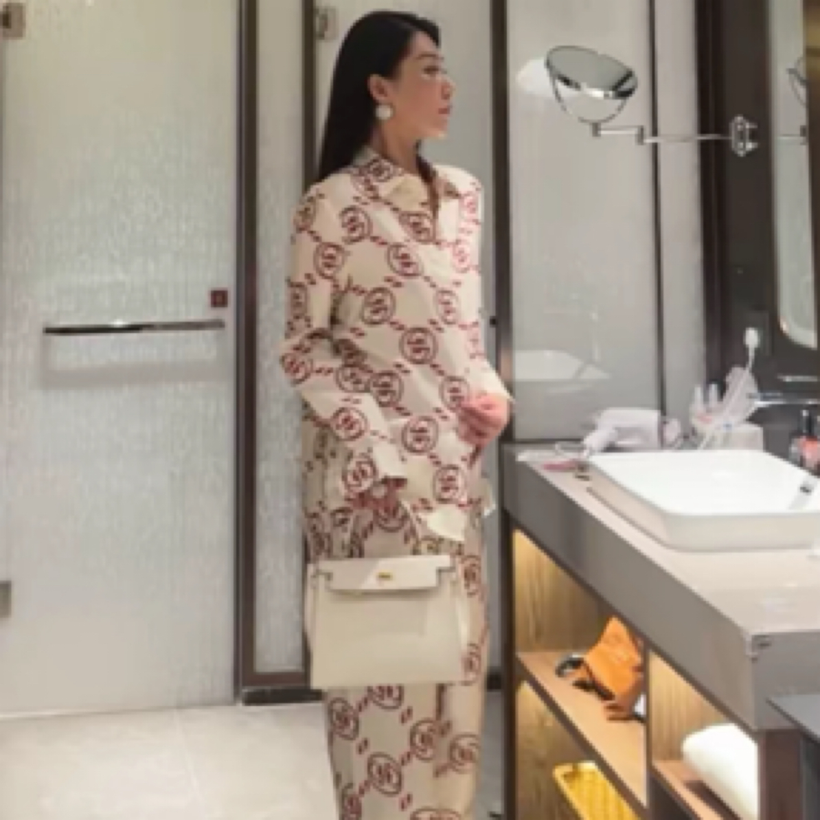 真丝缘g花色斜纹真丝套装